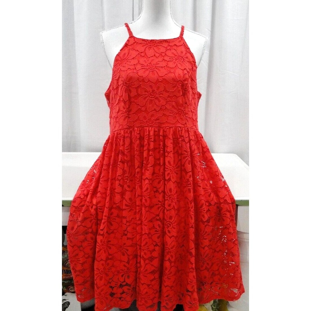TORRID-CROCHET LACE  MIDI DRESS - LACE Coral Sz 14 Plus‎ Size